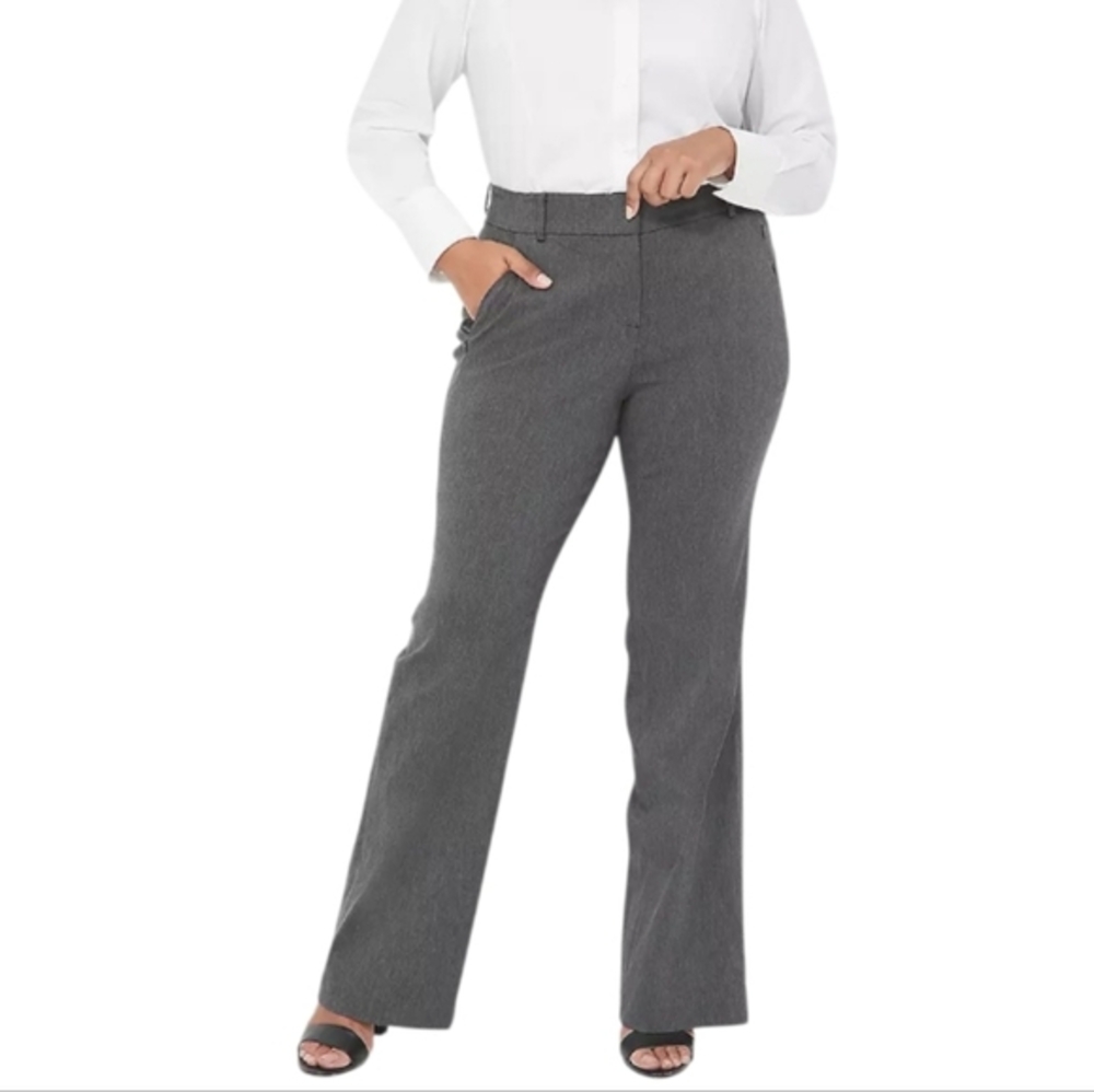 Lane Bryant Grey Stretch Zippered Pockets Bootcut Career Academia Pants Plus 18